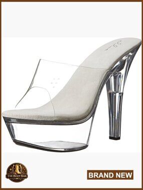 6-Inch Platform Stiletto Heels Mule Sandals Peep-Toe Dancer Shoes